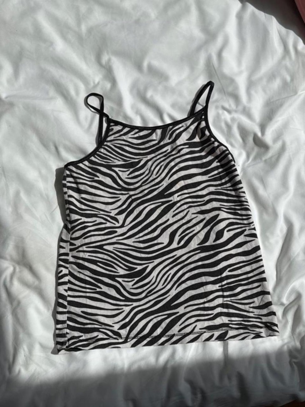 Black & White Zebra Print Strappy Cami Tank Top